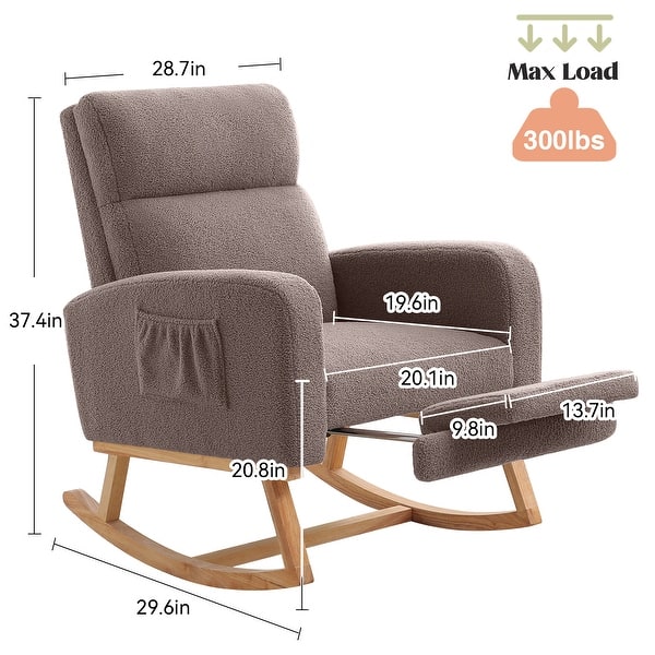 dimension image slide 8 of 12, HOMYKA Rocking Chair for Nursery with Footrest