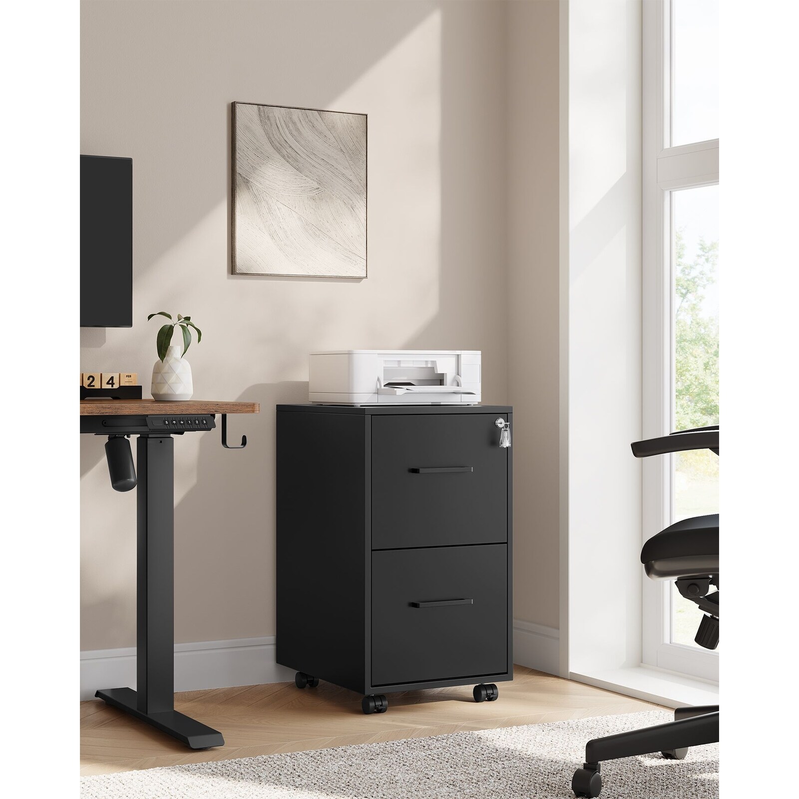 家具 Orion Office Filing Cabinet with Lock, Pre-Assembled Unit, Safe Storage