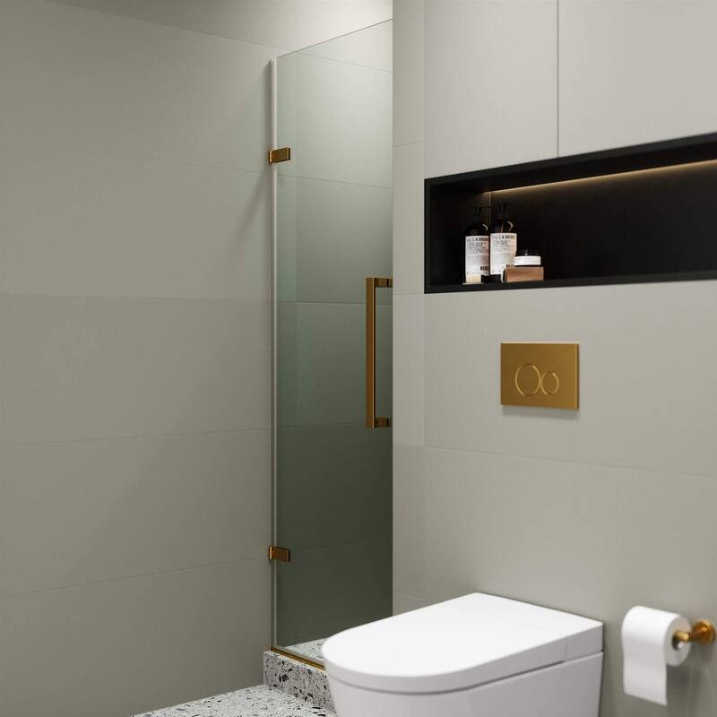 Fine Fixtures Hinged Clear Frameless Glass Shower Door Enclosure