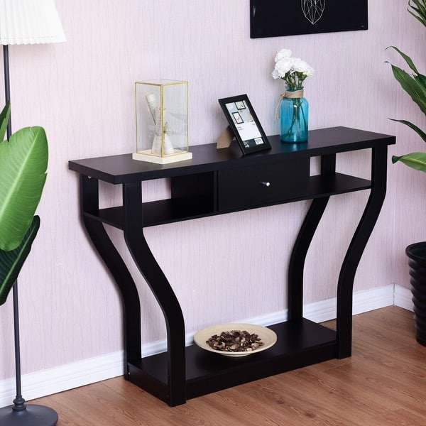 Shop Costway Black Accent Console Table Modern Sofa Entryway