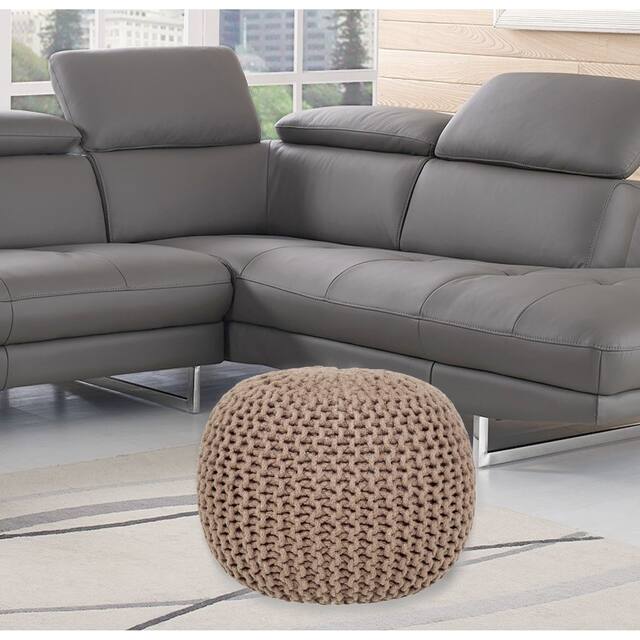 AANNY Designs Lychee Knitted Cotton Round Pouf Ottoman