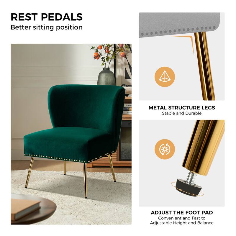 Celtia Modern Velvet Accent Side Chair with Nailhead Trim by HULALA HOME