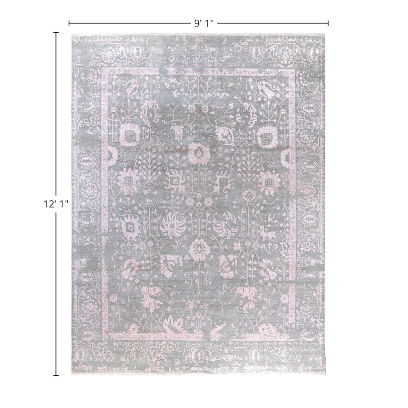 Ikat One-of-a-Kind Hand-Knotted Area Rug, Gray - 9' 1" x 12' 1"