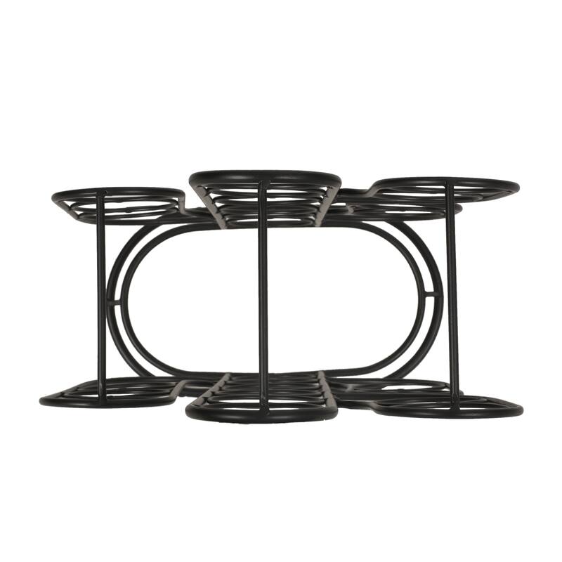 Anmytek Matte Black Cactus Shaped Metal Freestanding Wine Rack Holds 13 Bottles for Home Bar Countertop Display
