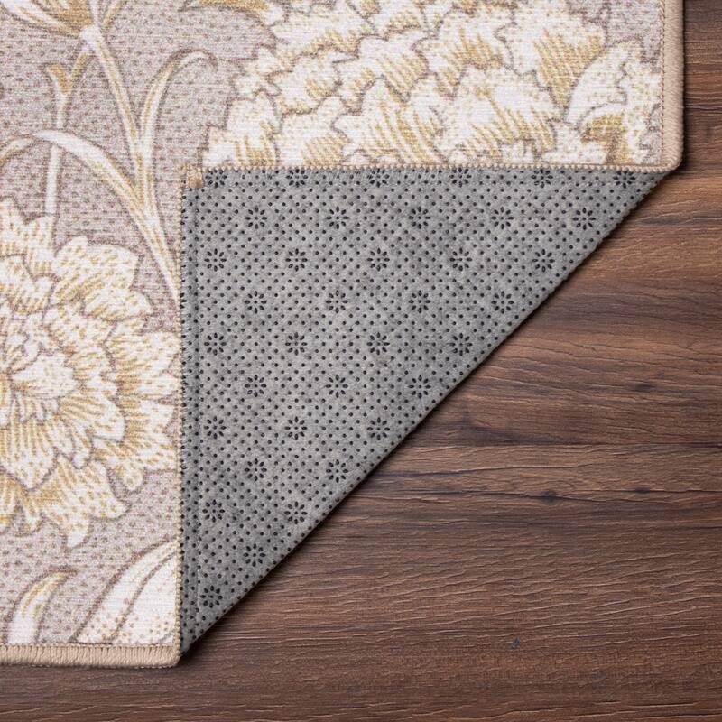 My Magic Carpet Machine Washable Rug Kalini Floral Natural