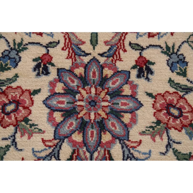 Ivory Floral Aubusson Foyer Rug Hand-Knotted Wool Carpet - 3'1"x 5'0"