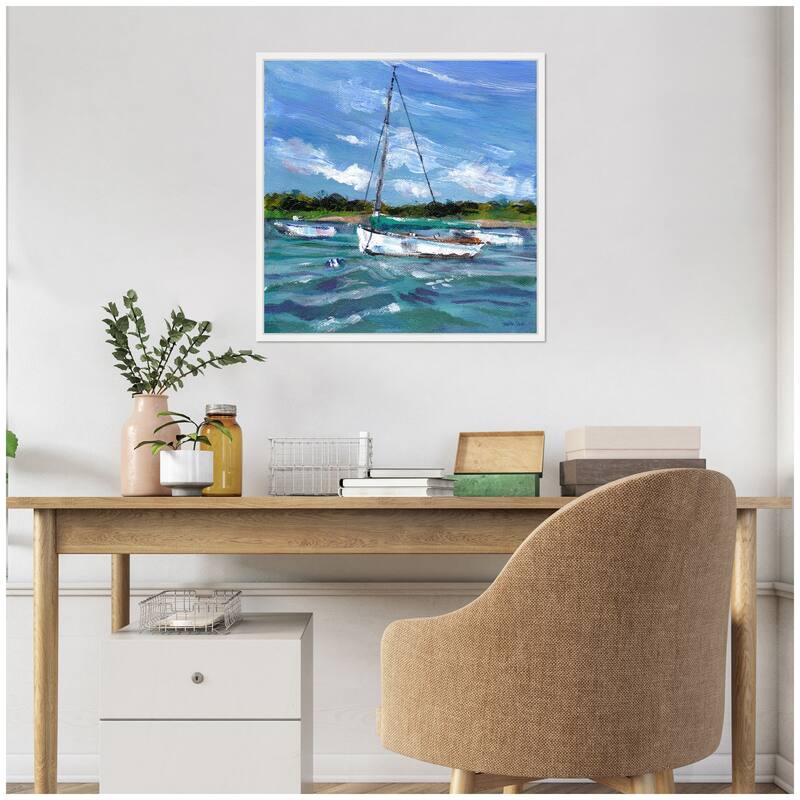 Kate and Laurel Sylvie Sailboat Canvas Framed Canvas by Patricia Shaw