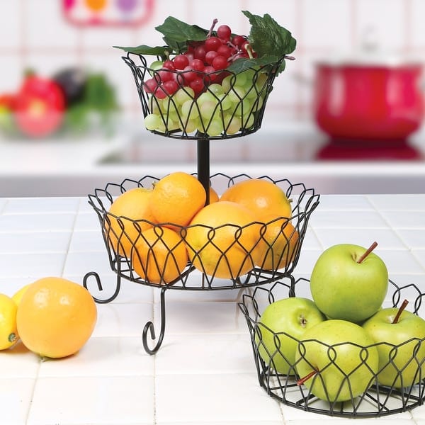 Shop Home District 3 Tier Iron Fruit Basket Stand Footed Wire