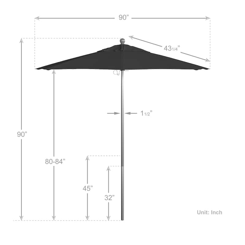 California Umbrella 75' Venture Series Patio Umbrella, Silver Aluminum Pole Fiberglass Ribs Push Lift Pacifica
