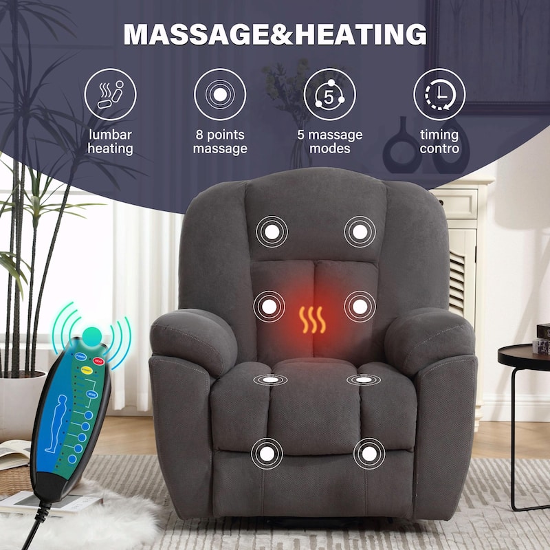 Power Lift Recliner Chair with Heat, Massage, USB Port