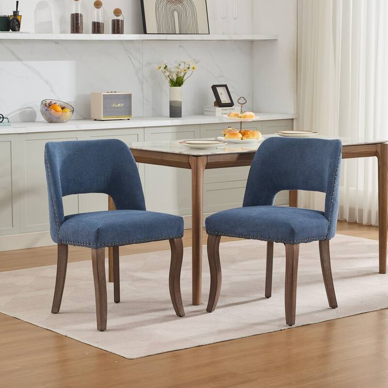 Rustic Dining Chairs Reception Chair Set of 2 Side Chair Vanity Chair Blue Kitchen Chair with Wood Legs - Blue