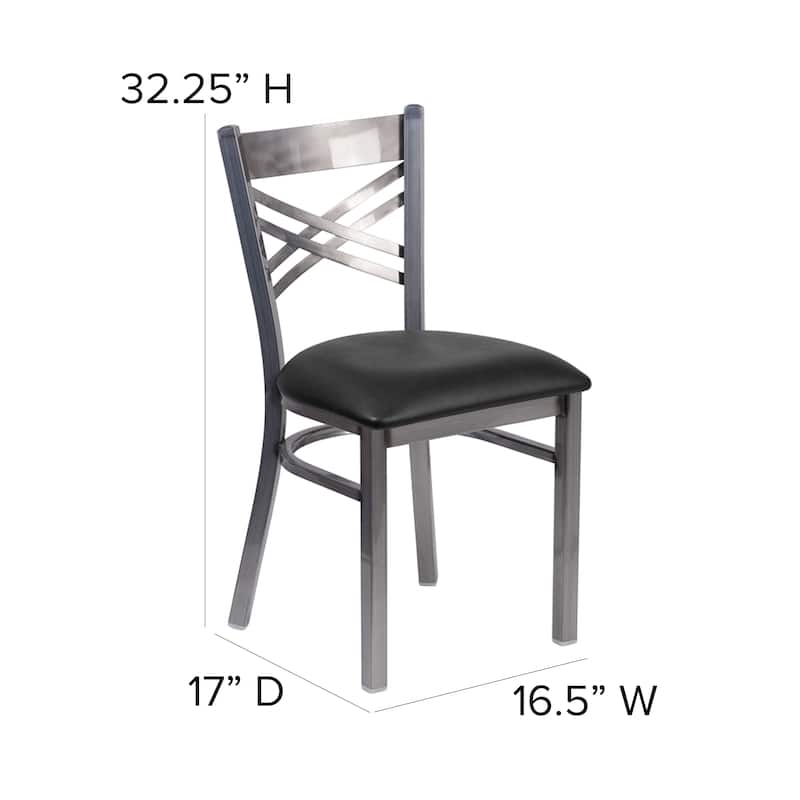 Steel X-back Restaurant Chair - 16.5"W x 17"D x 32.25"H