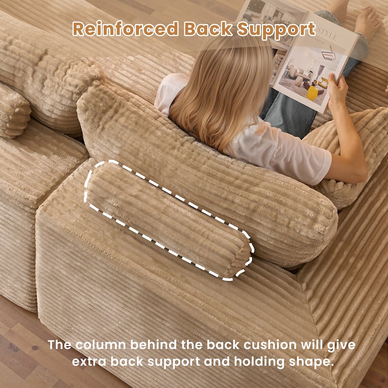 HOOOWOOO Modular Plush Upholstery L-shaped Sofa with Chaise Lounge