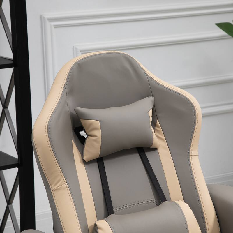 PU Leather Swivel Recliner with Adjustable Footrest, Built-In Cup Holder, and Storage Pocket