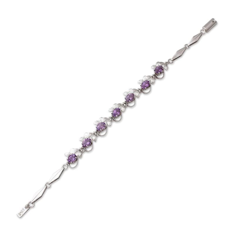 Novica Handmade Purple Mist Amethyst Link Bracelet