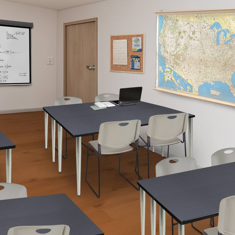 42 x 24 in. Training Seminar Table- Grey Top, Chrome Tapered Legs