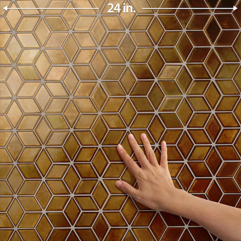 Merola Tile Hudson Rhombus Gold 10-1/4" x 11-3/4" Porcelain Floor and Wall Tile