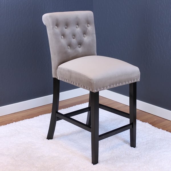 slide 1 of 29, Silver Orchid Flohr Tufted Polyester Velvet Counter Chairs (Set of 2) - 40.5"h x 18.5"w x 22.5"d - 40.5"h x 18.5"w x 22.5"d