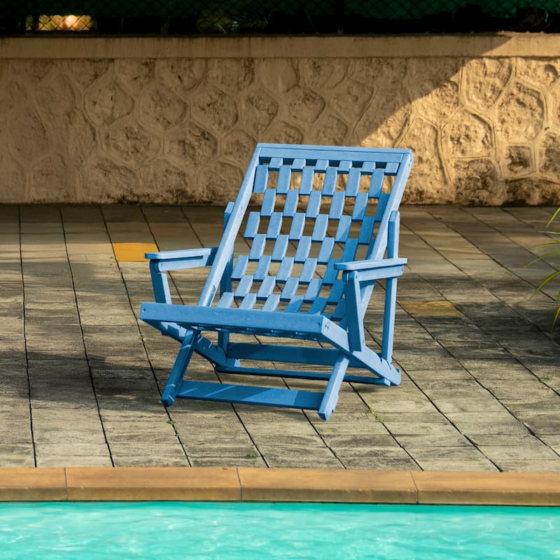 Aspen Fully Assembled All-Weather Outdoor Folding Lounge Chair and Table Set - 3-piece