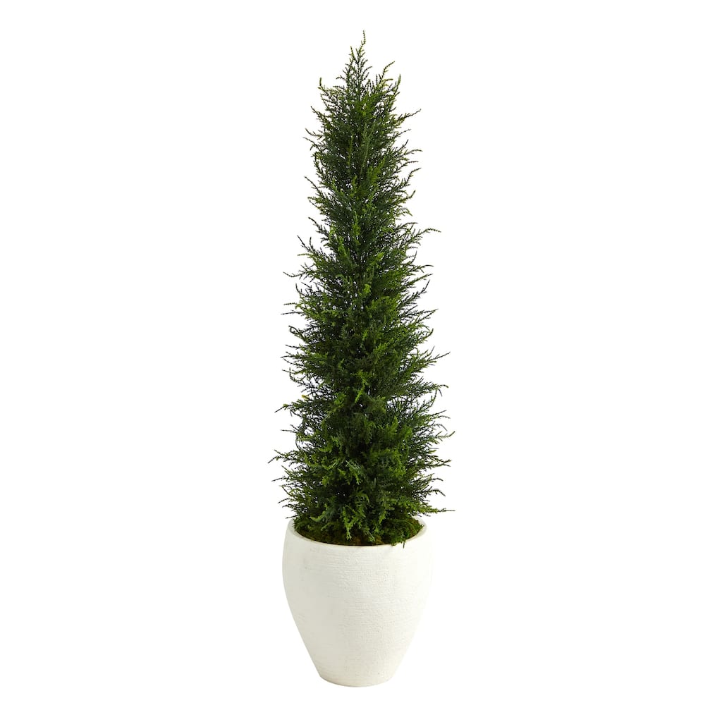 4ft Artificial Tree with Planter - Indoor Outdoor Faux Evergreen Decor - Green - 51-60 Inches