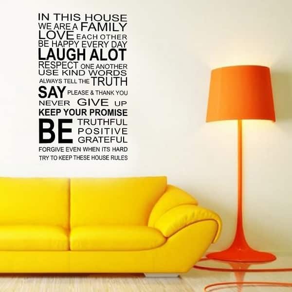 slide 2 of 4, Walplus Family Rules Quote Wall Sticker Peel and Stick Art Home Decor