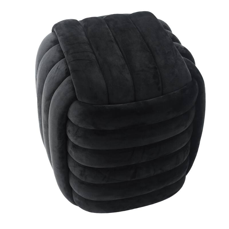 Modern Velvet Cube Knot Accent Stool with Layered Cushion Design