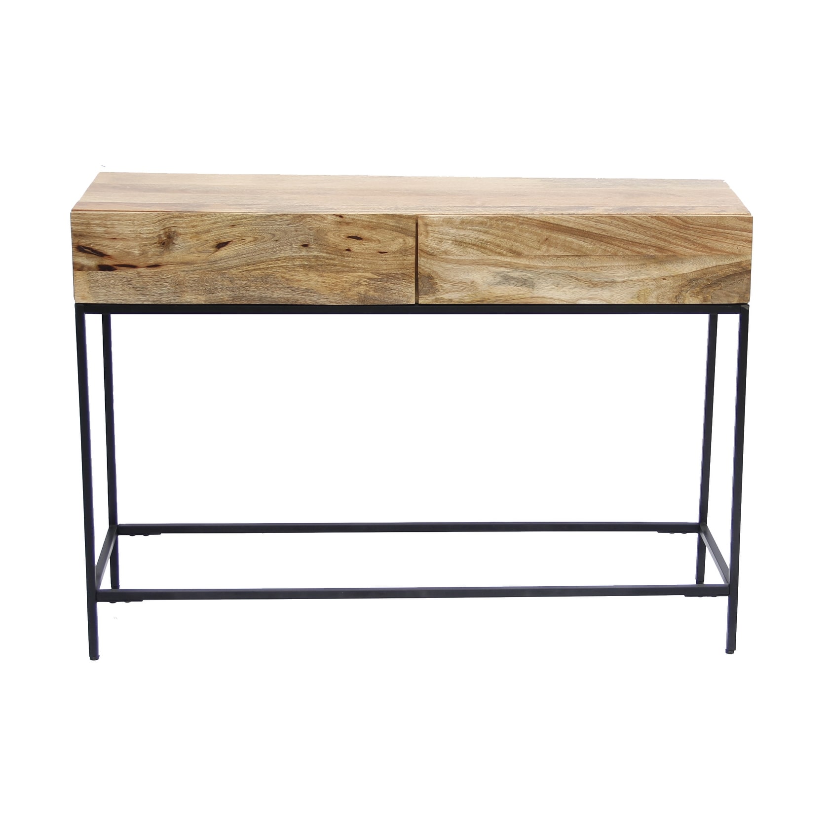 Shop Mango Wood And Metal Console Table With Two Drawers Brown