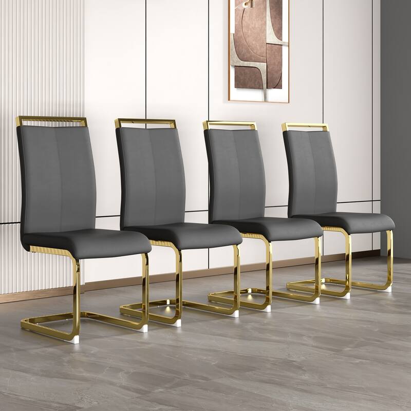 Dining Chair,PU Faux Leather High Back Upholstered Side Chair,Set of 4