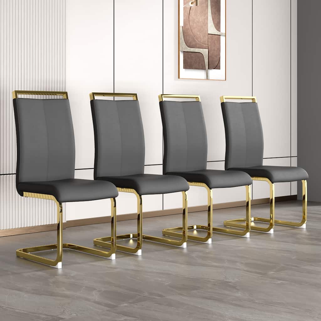 Modern Dining Chair, PU Faux Leather High Back Upholstered Side Chair