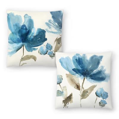 Blue Morning I and Blue Morning II - Set of 2 Decorative Pillows