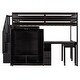 preview thumbnail 56 of 55, Space-Saving Loft Bed with Storage Stairs & Two Drawers, Wooden Full Bed Frmae wiht Shelves Wardrobe, Movable table & Side Desk