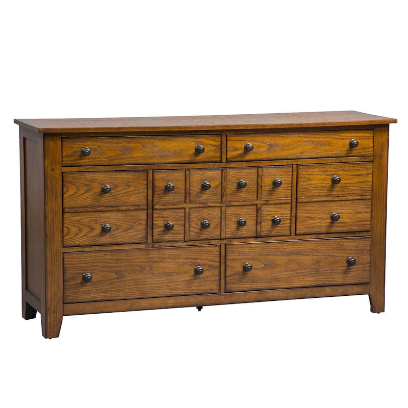 Grandpa's Cabin Rustic 7 Drawer Dresser for Bedroom - Sandstone or Aged Oak