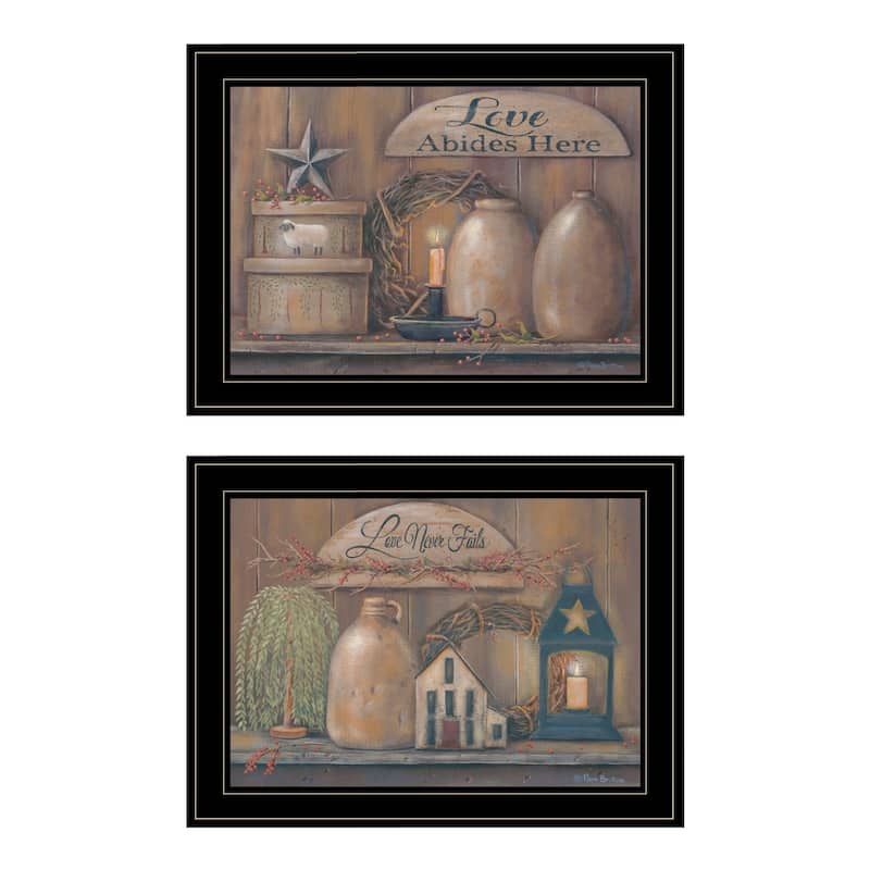 TrendyDecor4U Farmhouse "Love Never Fails" 2-Piece Vignette by Pam Britton - Brown