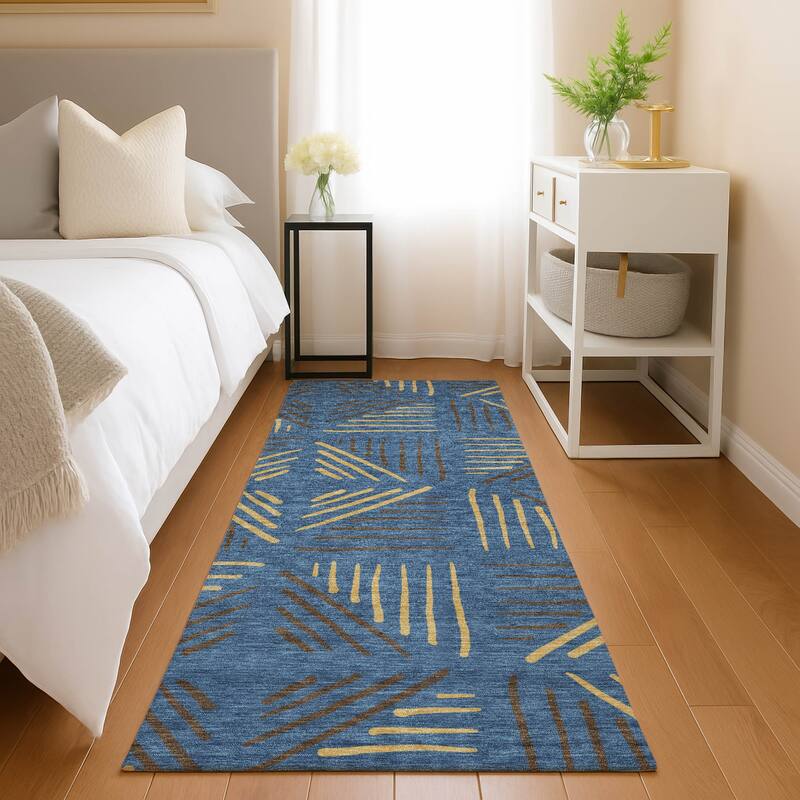 Machine Washable Indoor/ Outdoor Geo Dia Chantille Rug