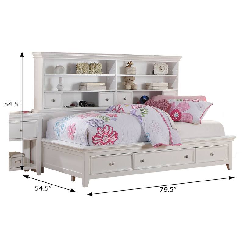 Cassidy White Daybed with Bookcase Headboard