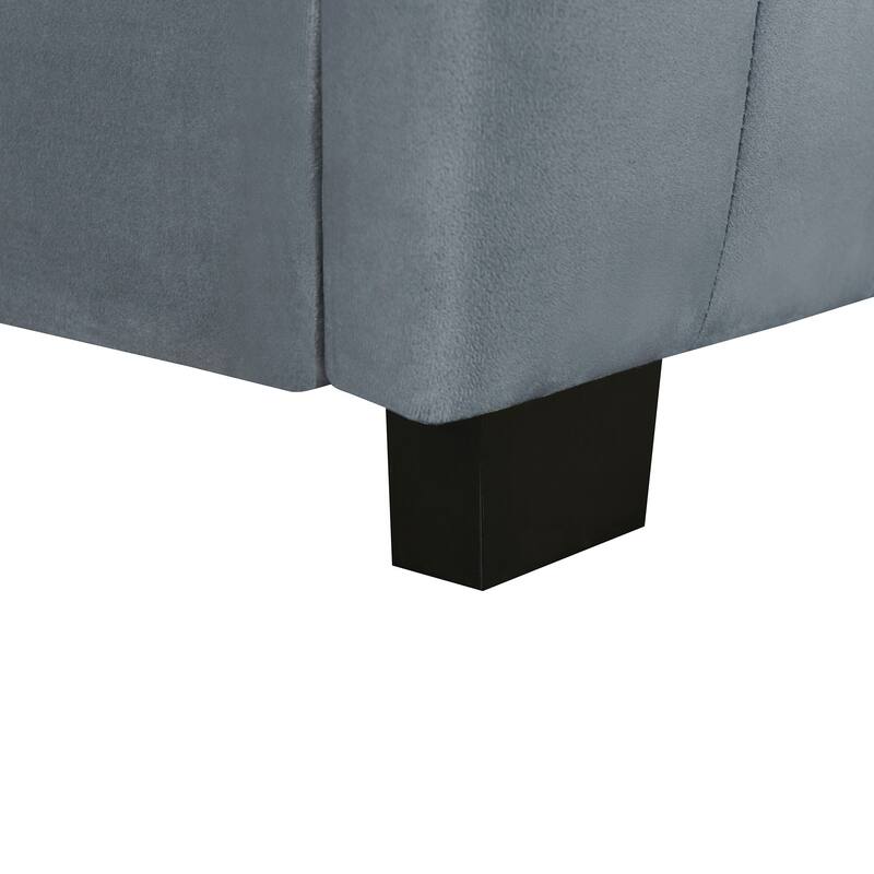 Velvet Upholstered Platform Bed with Twin Size Trundle