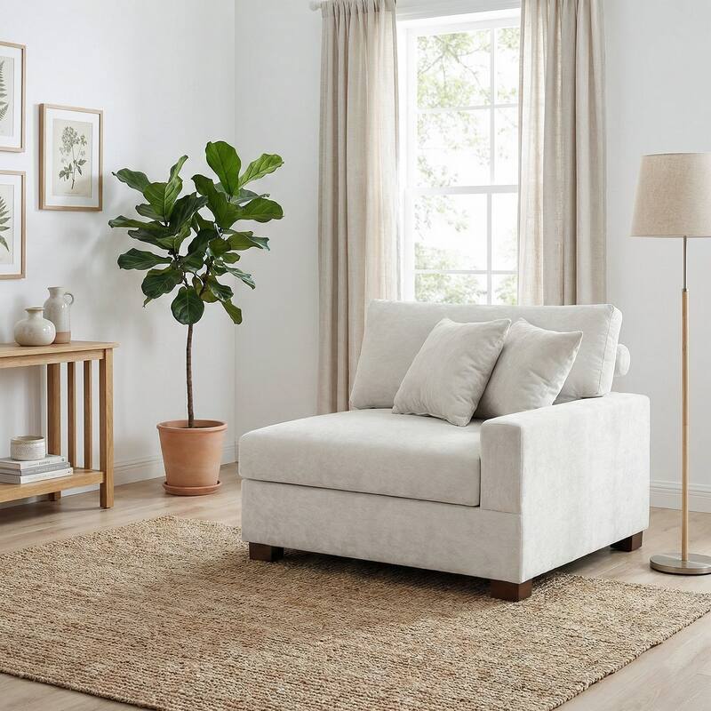 Chenille Upholstered Armless Accent Chair With Plush Cushion