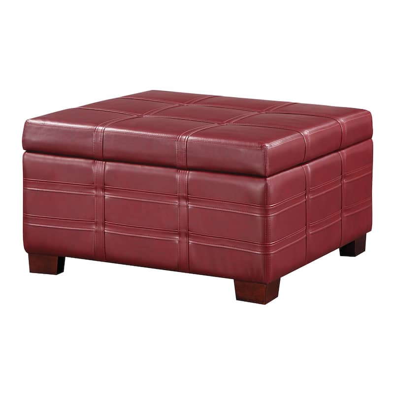 Detour Strap Square Storage Ottoman in Faux Leather