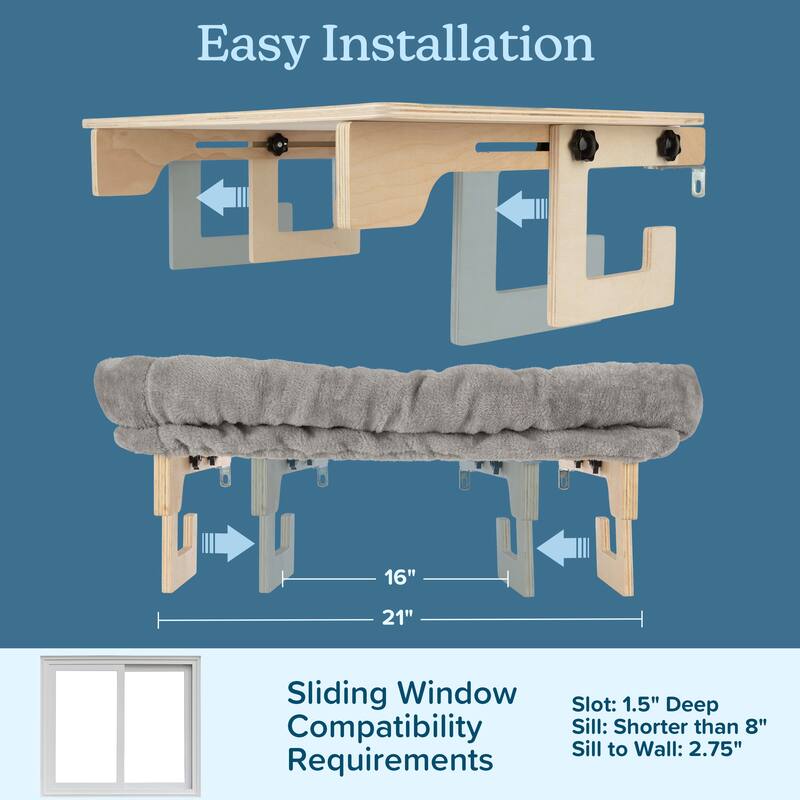 PETMAKER Cat Bed for Window Sill - Cat Window Perch with Bolster
