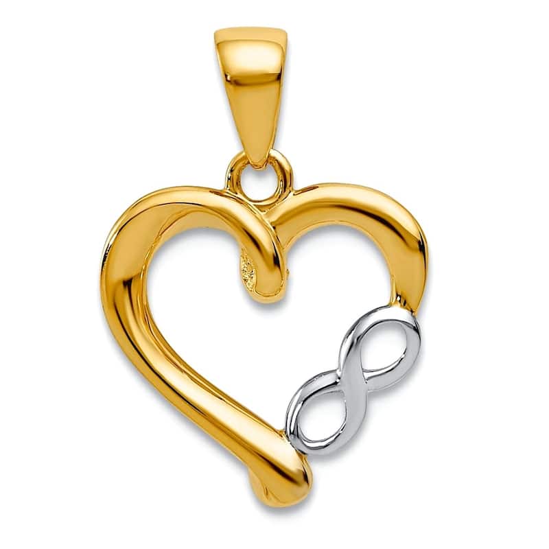 14k Yellow, White or Two Tone Gold 18" Polished Infinity Heart Necklace - 22x17mm - Two-Tone