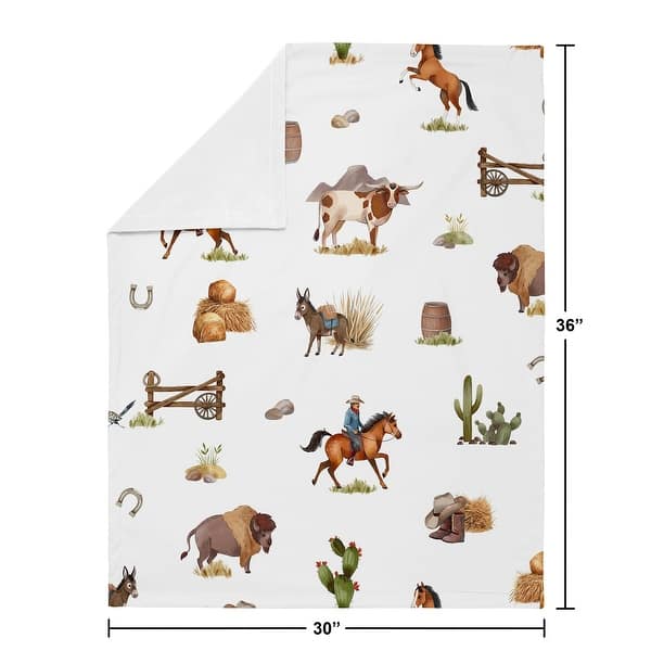 Sweet Jojo Designs Western Cowboy Boy Baby Receiving Security Swaddle Blanket Wild West Southern Country Horse Cow Farm Animal