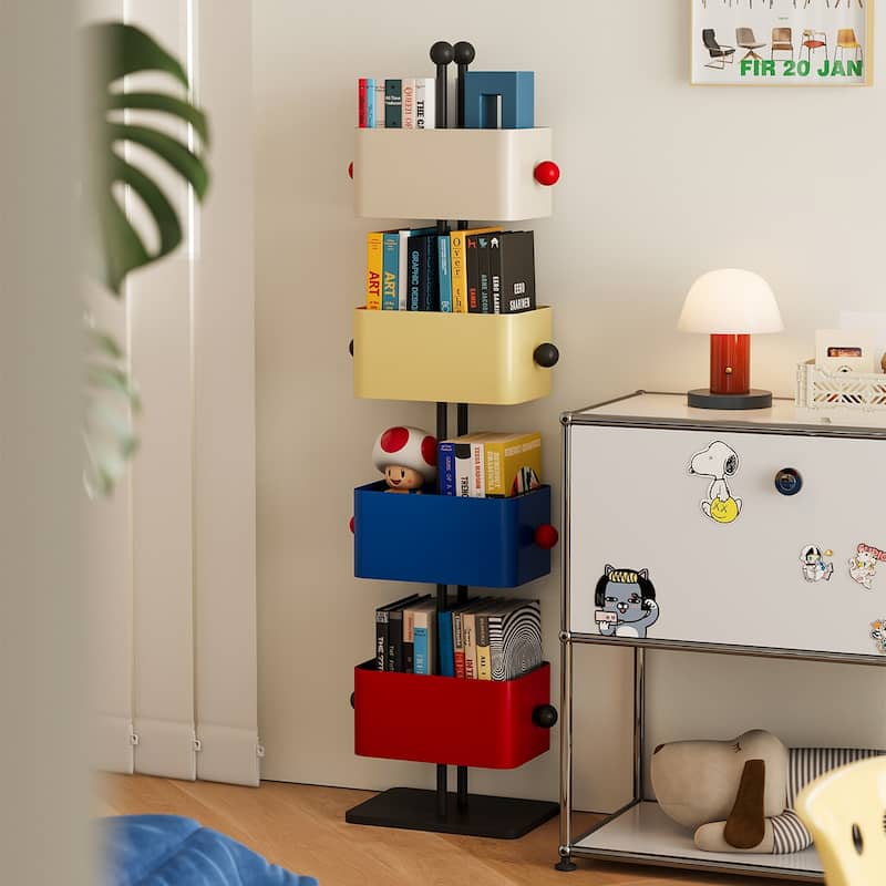 Box Bookshelf Bedside Shelf Side Table Placement Shelf Home Corner Placement Shelf Simple Colored Bedroom Iron Magazine Rack