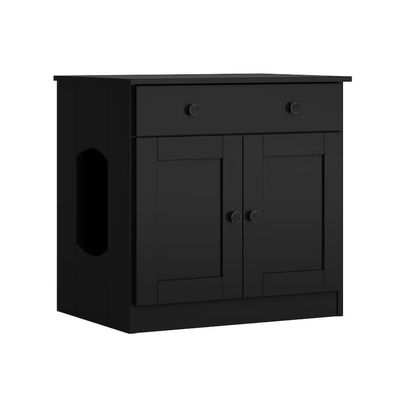 Palace Imports 100% Solid Wood Ziva 2-Door Cat Litter Box Enclosure with 2-Drawers
