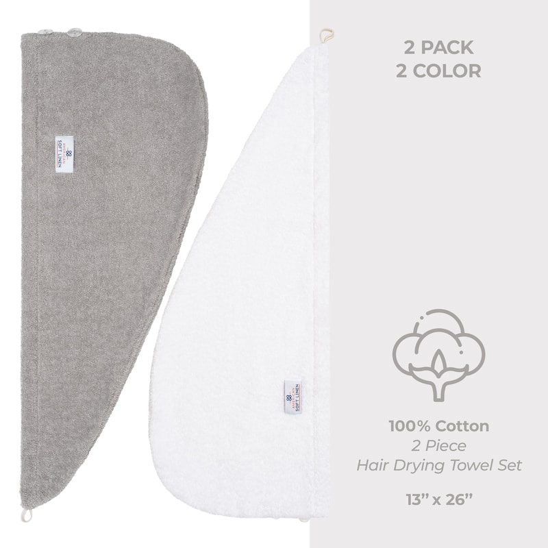 American Soft Linen 100% Cotton Hair Drying Towels for Women, Cotton Hair Turban Turkish Towel Wrap, Head Towel Cap for Hairs