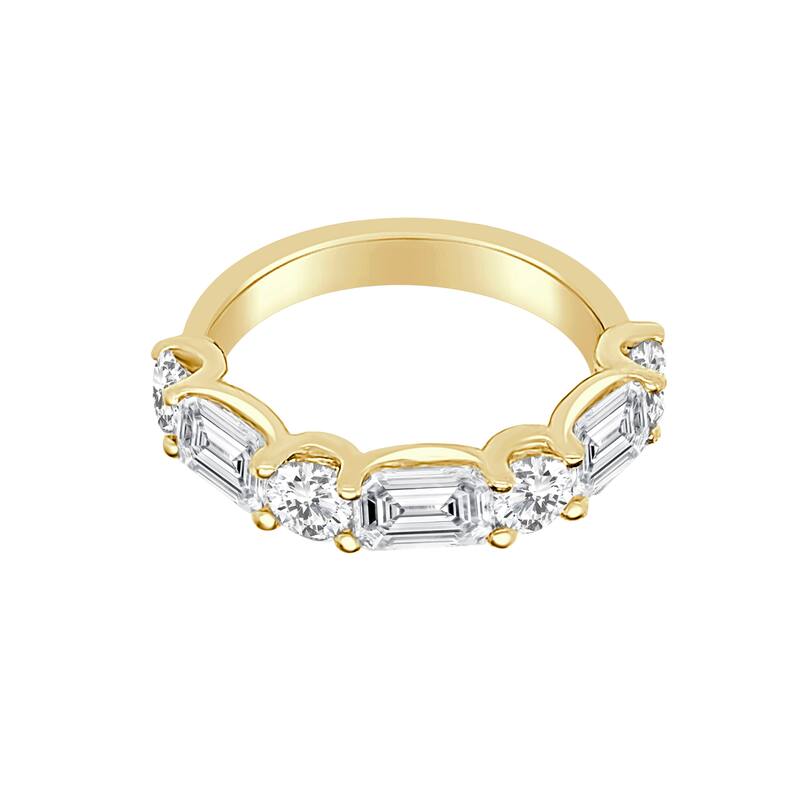 Auriya 14k Gold Lab Grown Emerald and Round Cut Diamond Band 3.03 ct. tw. (F-G, VS)