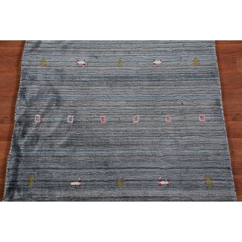 Hand Knotted Oriental 100% Wool Carpet Tribal Tribal Multi-Colored Gabbeh Area Rug - 4' 10'' X 3' 0''