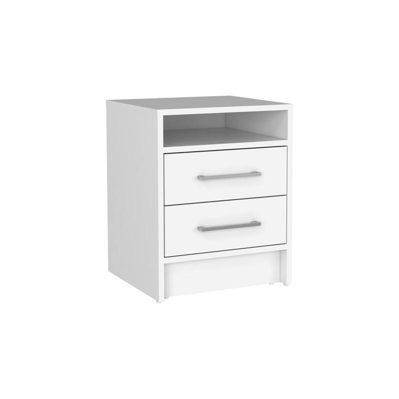 24-Inch Two-Drawer Nightstand with Open Shelf, Modern Design, Easy Assembly, Versatile Use