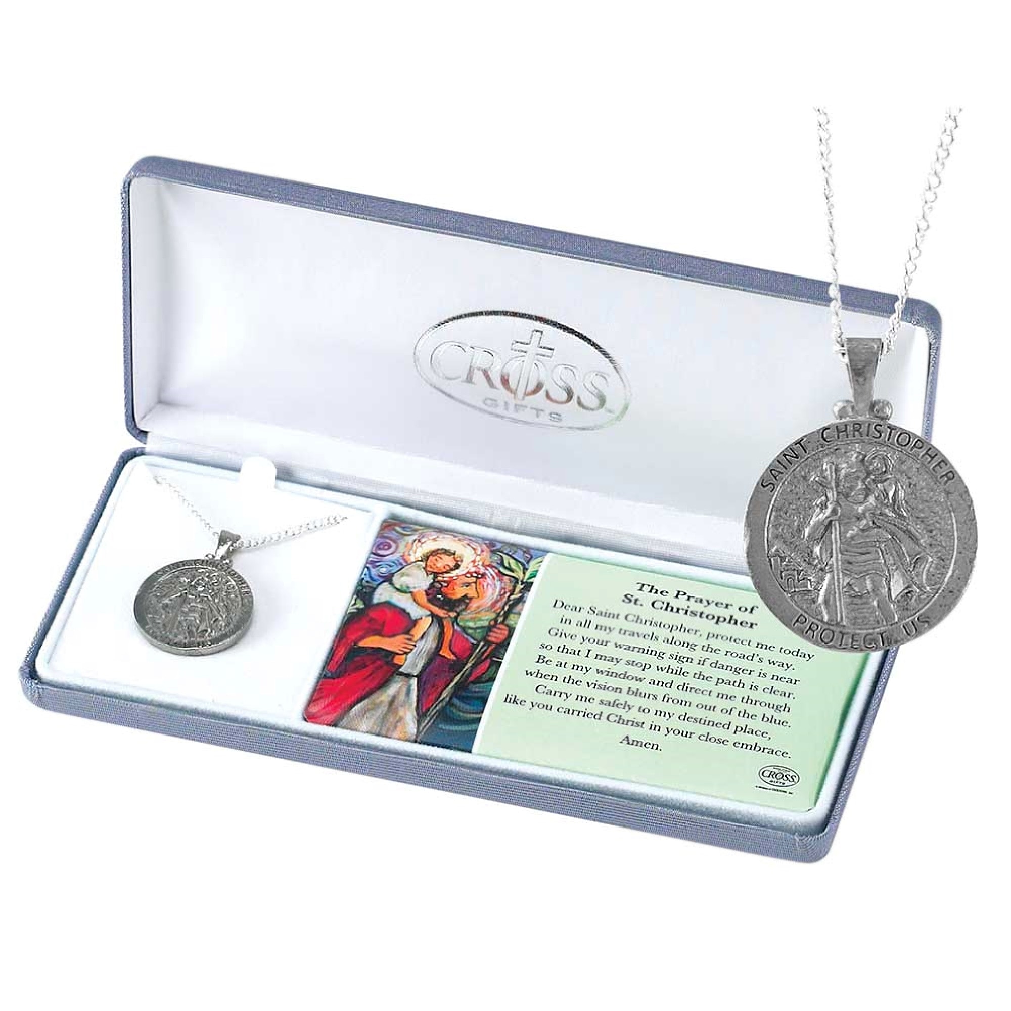 Pewter Medal and Stainless Steel Chain Chain /& Prayer Card St George Medal