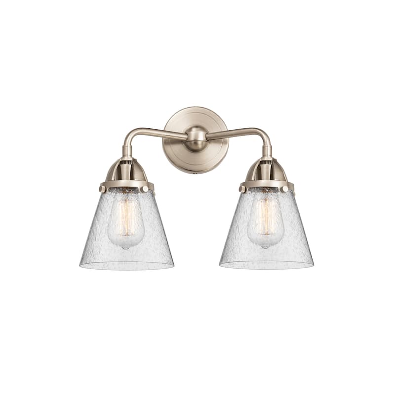 Innovations Lighting 288-2W-12-14 Cone Vanity Cone 2 Light 14" Wide - Brushed Satin Nickel / Seedy