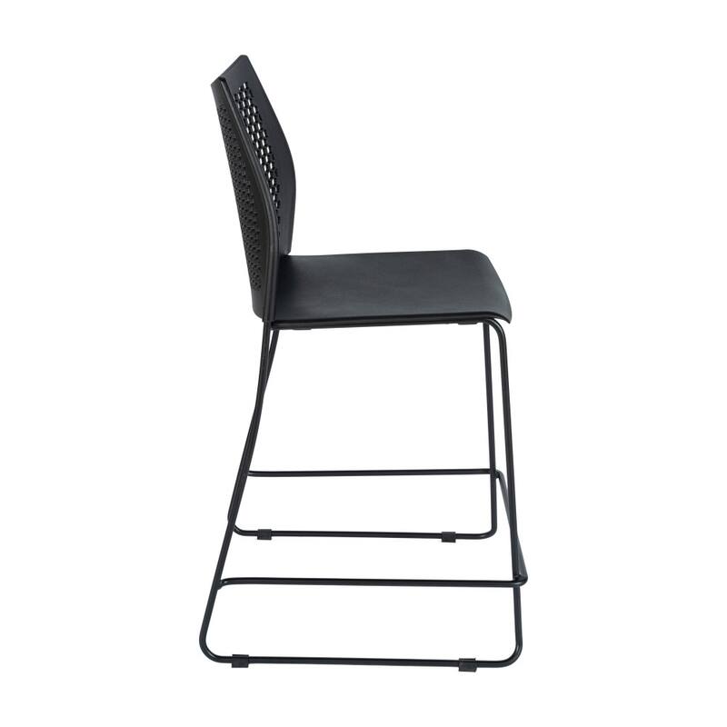 Stackable Sled Base Counterstool with Vented Back and Integrated Footrest - 19.75"W x 22"D x 37.5"H